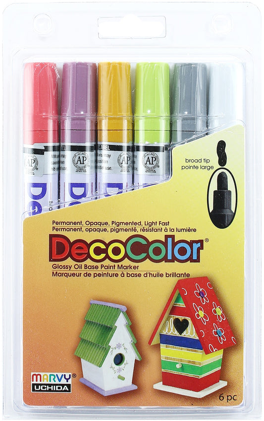 Uchida DecoColor Broad Tip Paint Marker Set 6/Pkg-Retro