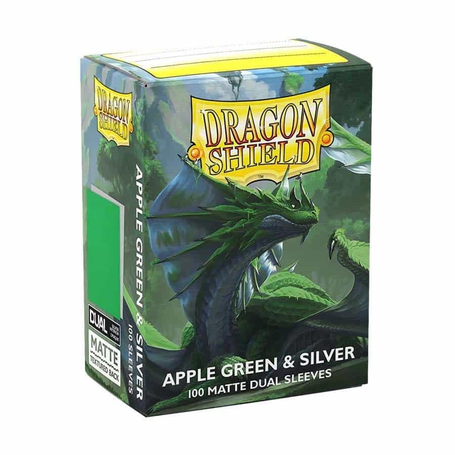 Dragon Shield Sleeves: Standard DUAL- Matte Apple Green & Silver (100 ct.)
