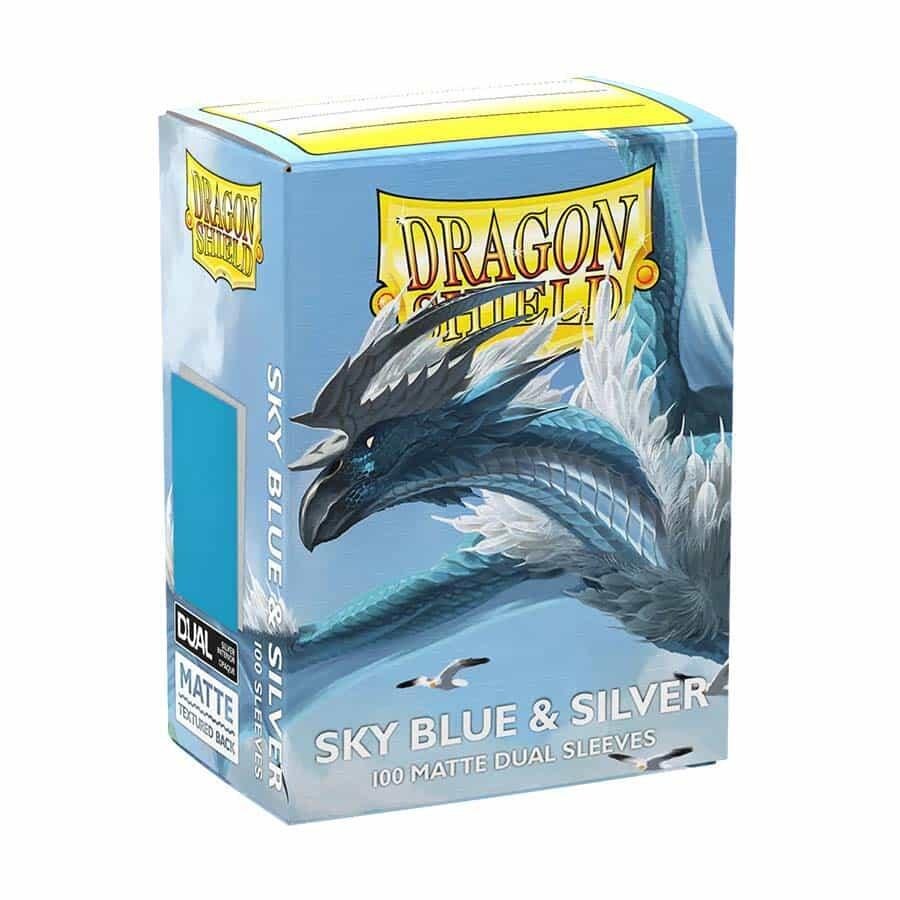 Dragon Shield Sleeves: Standard DUAL- Matte Sky Blue & Silver (100 ct.)