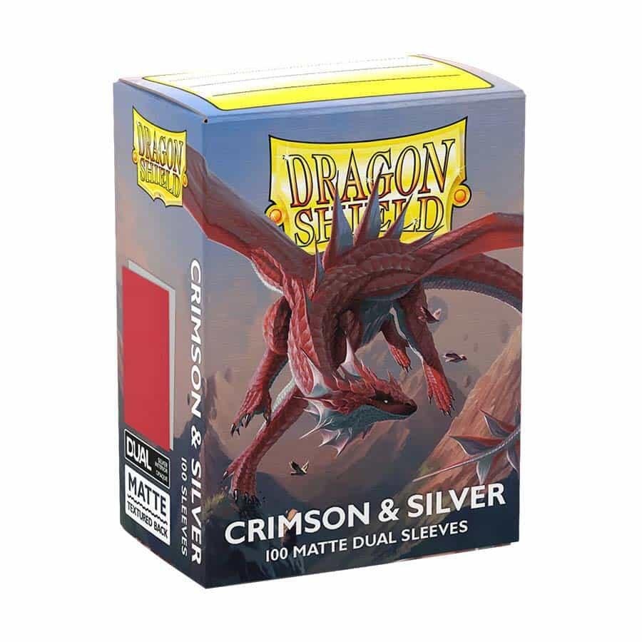 Dragon Shield Sleeves: Standard DUAL- Matte Crimson & Silver (100 ct.)
