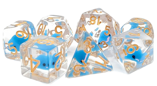 Old School 7 Piece DnD RPG Dice Set: Animal Kingdom - Baby Whale