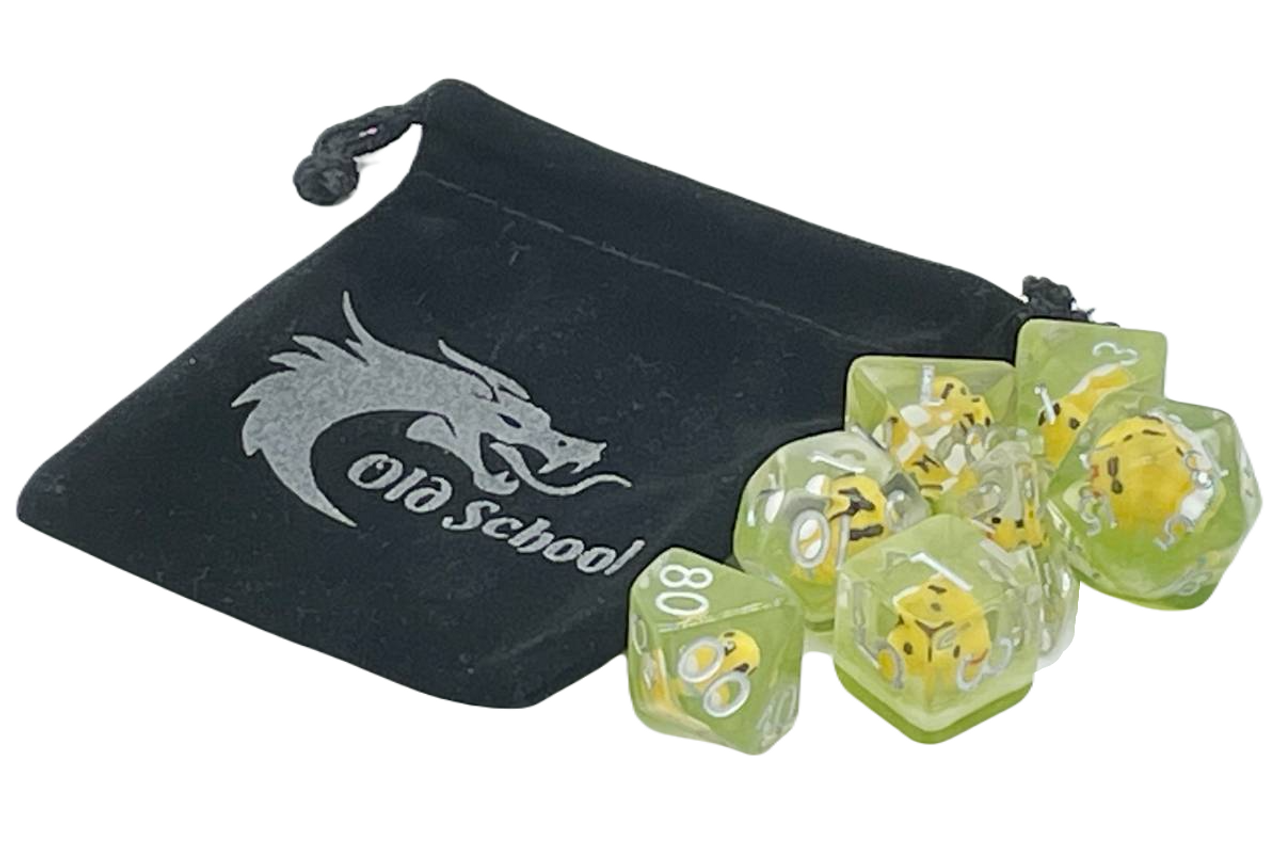 Old School 7 Piece DnD RPG Dice Set: Animal Kingdom - Baby Bumblebee
