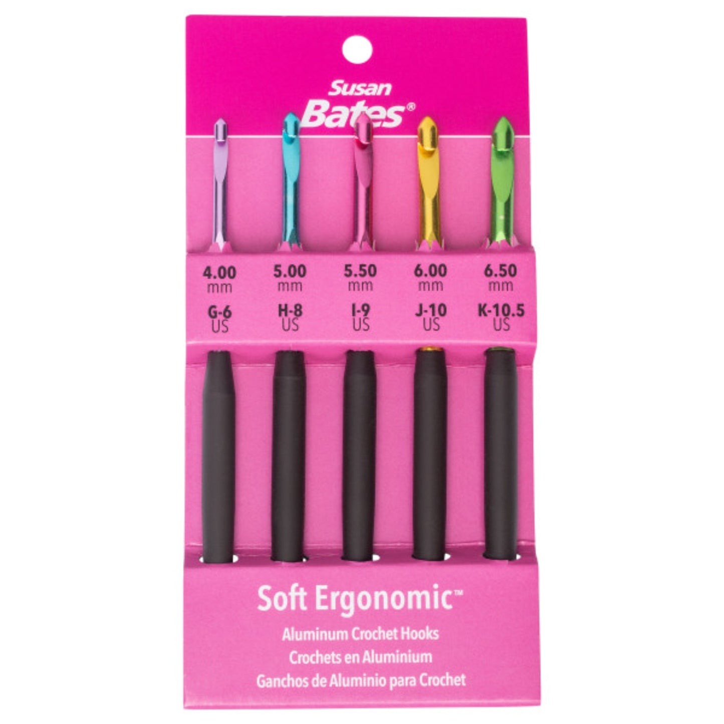 Susan Bates Silvalume Soft Ergonomic Crochet Hook Set-Sizes G6/4mm To K10.5/6.5m...