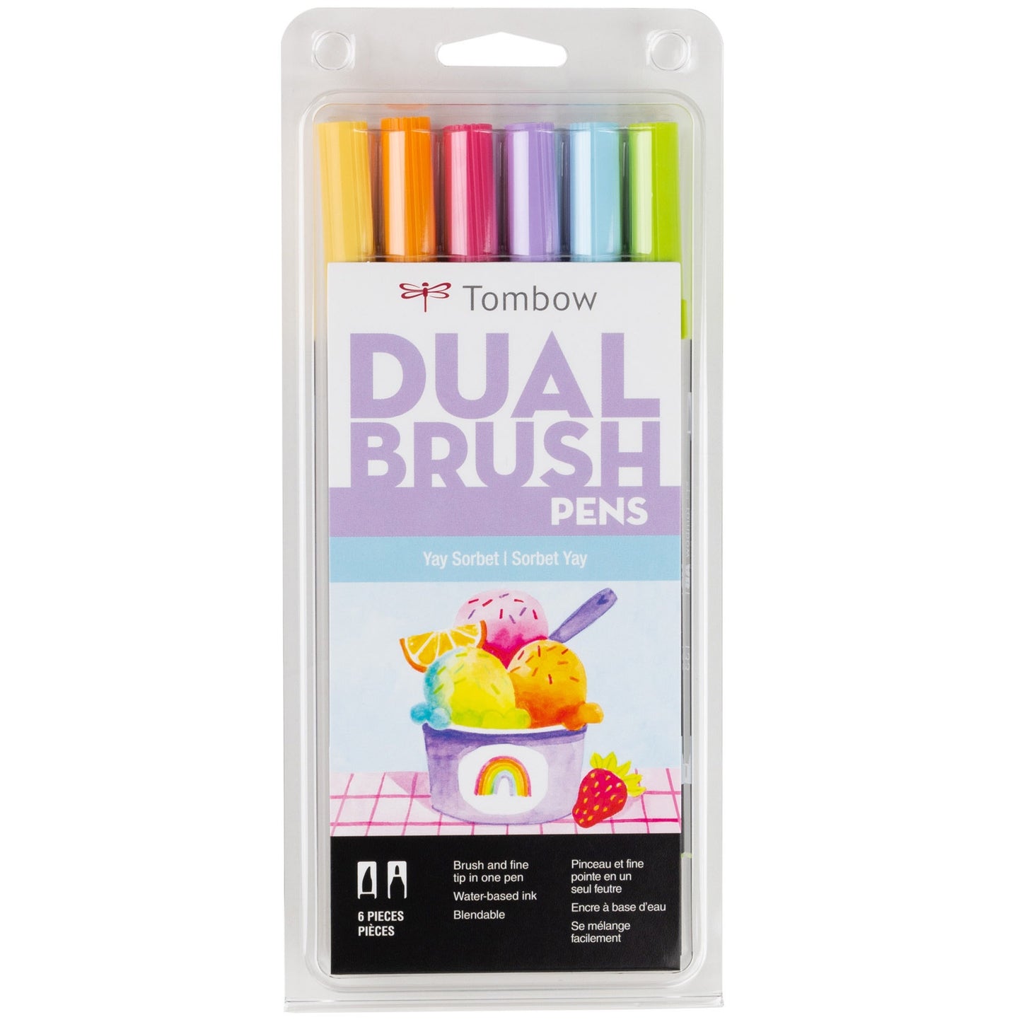 Tombow Dual Brush Markers 6/Pkg-Very Berry