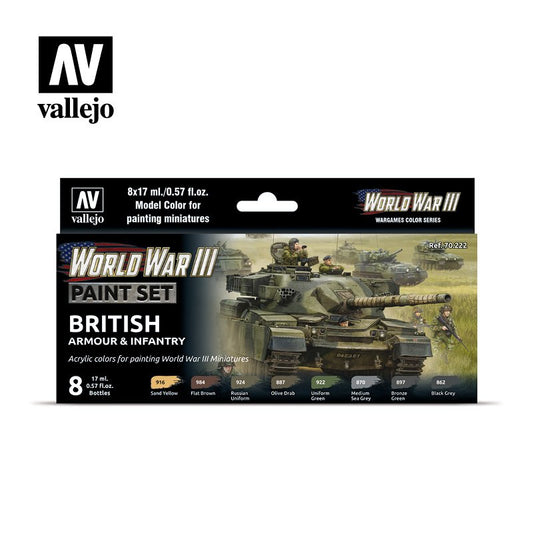 70.222 WWIII British Armour & Infantry - Model Color Wargames Color Series 17ml 8pc