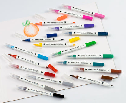 Zebra Doodlerz Dual Brush Pens 18/Pkg-Assorted