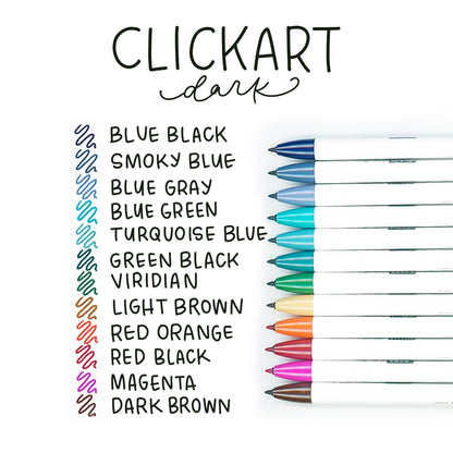Zebra ClickArt Retractable Bullet Point Marker Pens 12/Pkg-Dark