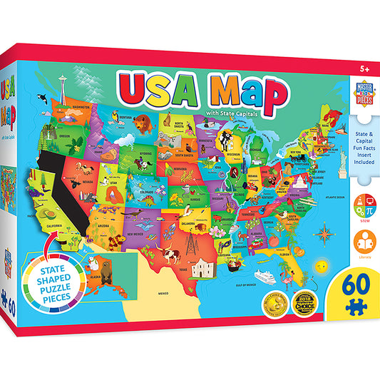 Educational - USA Map State Shaped 60pc Puzzle