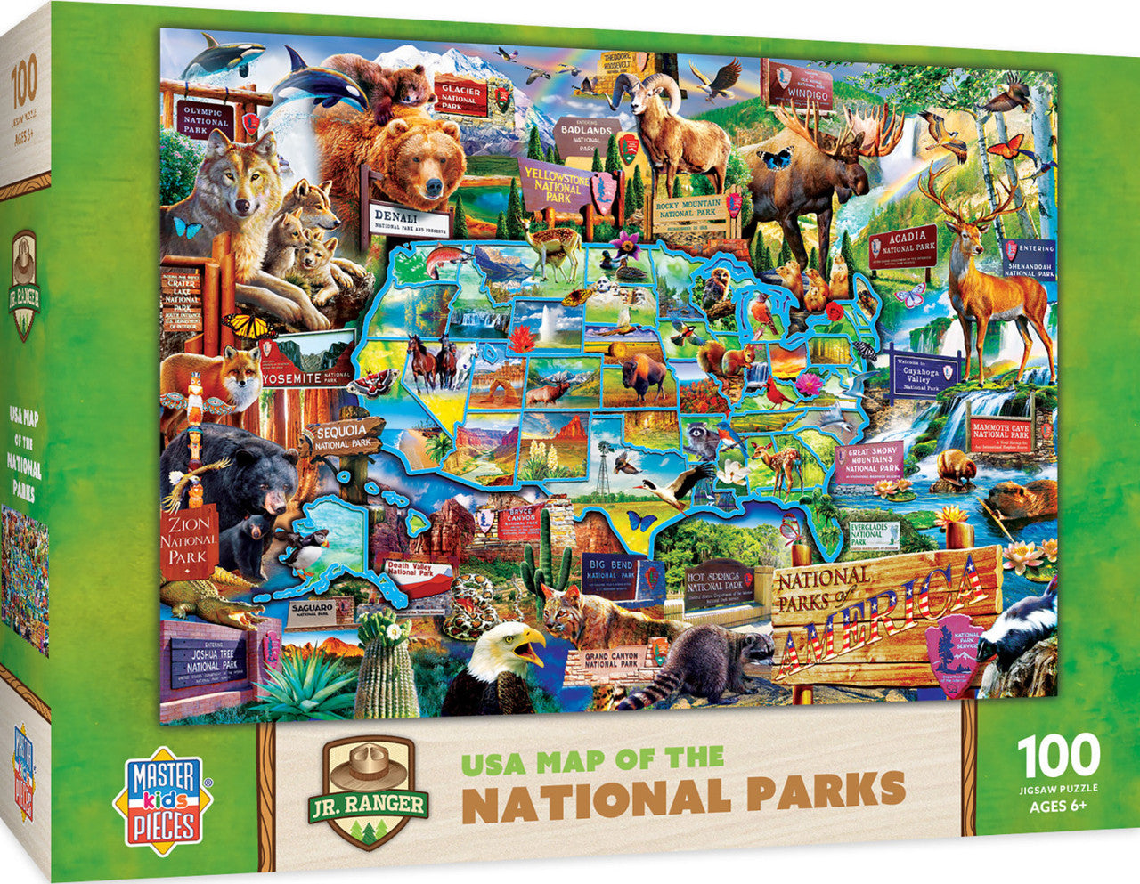Jr Ranger - National Parks Map 100pc Puzzle – LocoHobby