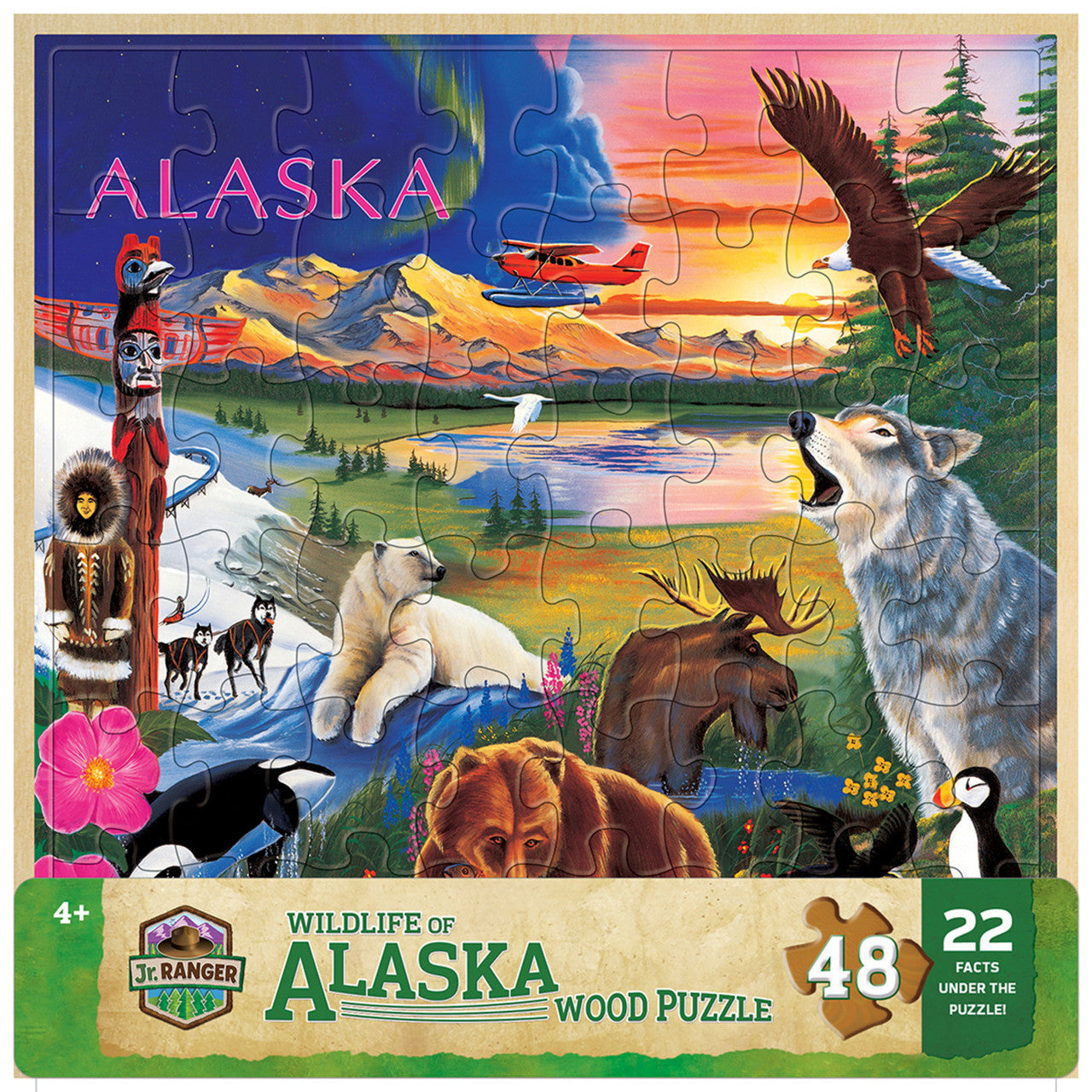 Jr Ranger Wood Fun Facts - Alaska Wildlife 48pc Wood Puzzle