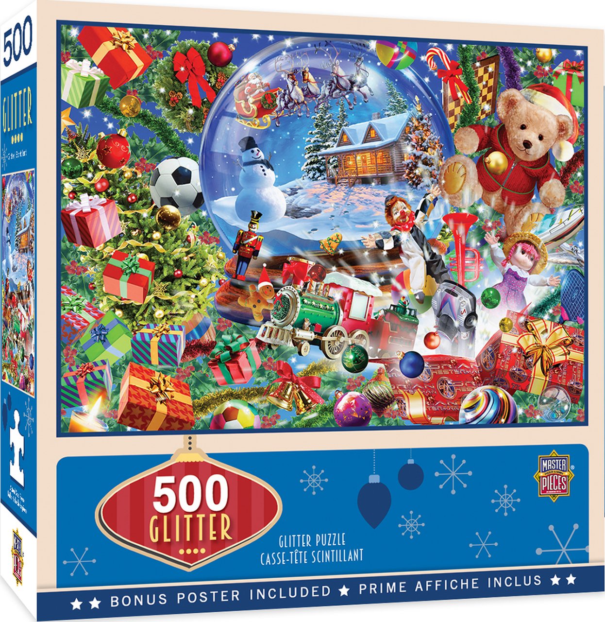 HOLIDAY SNOW GLOBE DREAMS 500 PIECE GLITTER JIGSAW PUZZLE