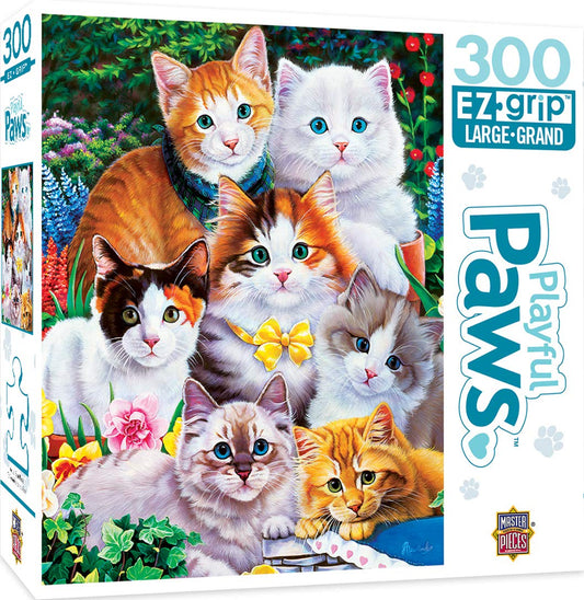 PLAYFUL PAWS PUUURFECTLY ADORABLE LARGE 300 PIECE EZGRIP JIGSAW PUZZLE BY JENNY NEWLAND