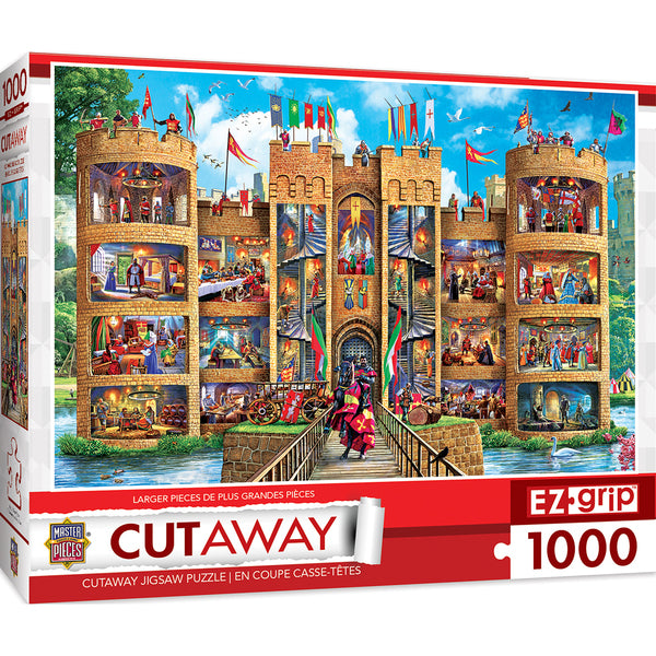 1000 EZGRIP CUT-AWAYS MEDIEVAL CASTLE LARGE 1000 PIECE JIGSAW PUZZLE