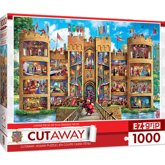 1000 EZGRIP CUT-AWAYS MEDIEVAL CASTLE LARGE 1000 PIECE JIGSAW PUZZLE