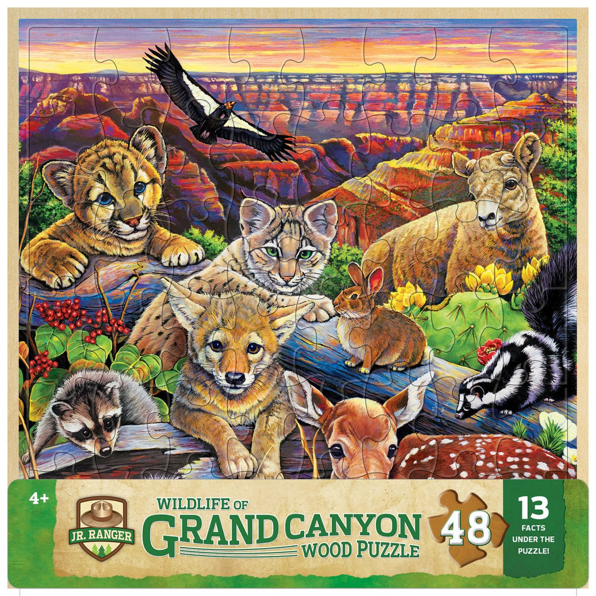 Jr Ranger Wood Fun Facts - Grand Canyon Wildlife 48pc Wood Puzzle