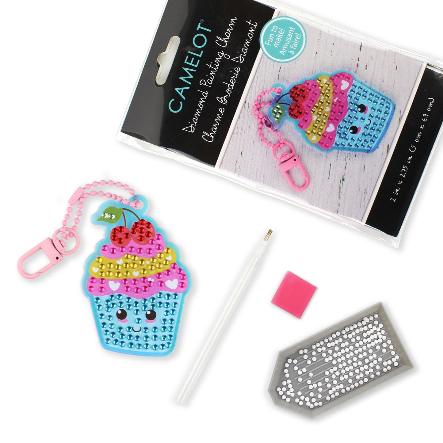 Camelot Dots Diamond Art Kit 2"X2.75"-Cupcake Charm