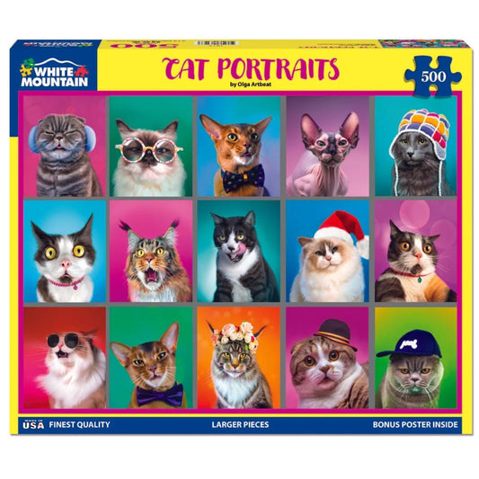 Cat Portraits (1850pz) - 500 Piece Jigsaw Puzzle