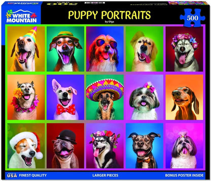 Puppy Portraits (1853pz) - 500 Piece Jigsaw Puzzle