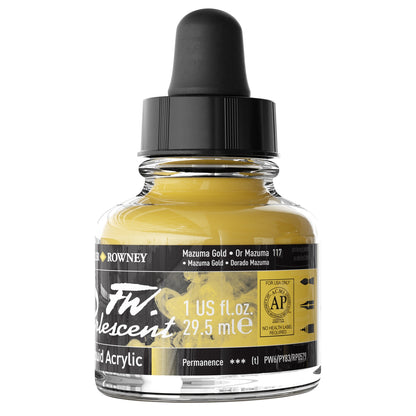 FW Pearlescent Liquid Acrylic Paint 1oz-Mazuma Gold