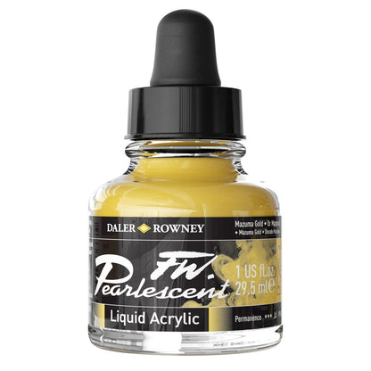 FW Pearlescent Liquid Acrylic Paint 1oz-Mazuma Gold