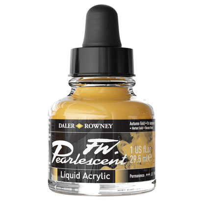FW Pearlescent Liquid Acrylic Paint 1oz-Mazuma Gold