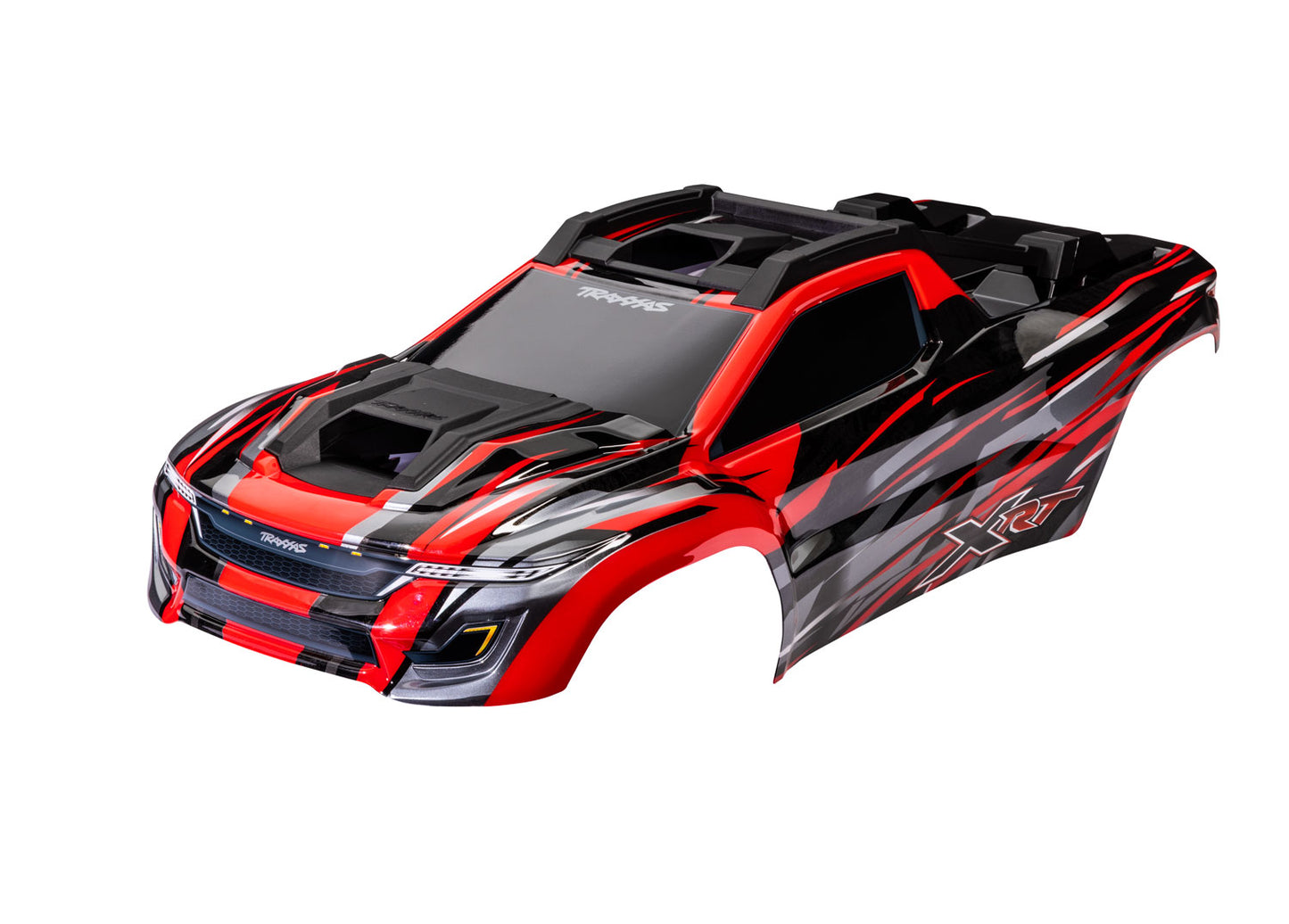 Body XRT? red (painted decals applied) (assembled with front & rear body supports for clipless mounting roof & hood skid pads)