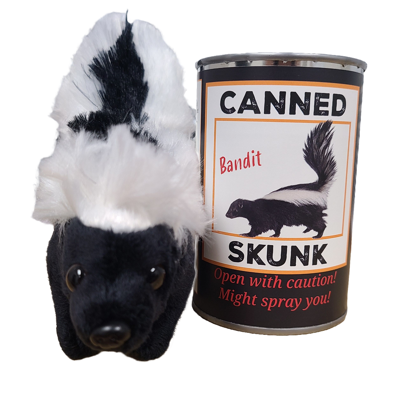 Canned Skunk | Stuffed Animal Plush w/Funny Jokes on Can: Pop Top Lid