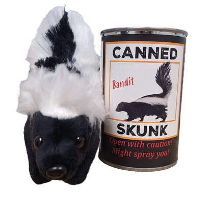 Canned Skunk | Stuffed Animal Plush w/Funny Jokes on Can: Pop Top Lid