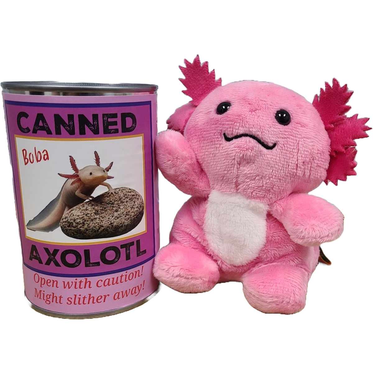 Canned Axolotl | Stuffed Animal Plush w/Jokes | Unique Gift | Pop Top Lid - #CG00021-Pop