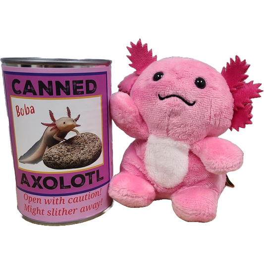Canned Axolotl | Stuffed Animal Plush w/Jokes | Unique Gift | Pop Top Lid - #CG00021-Pop