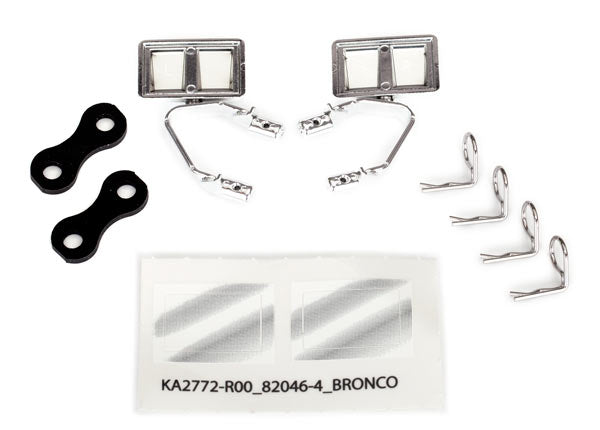 Mirrors side chrome (left & right)/ retainers (2)/ body clips (4) (fits #8010 body)