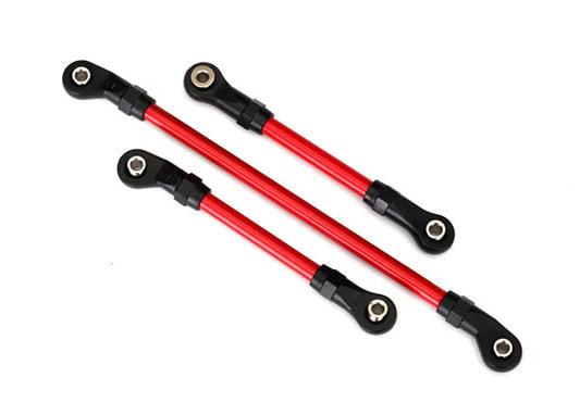 Steering link 5x117mm (1)/ draglink 5x60mm (1)/ panhard link 5x63mm (red powder coated steel) (assembled with hollow balls) (for use with #8140R TRX-4 Long Arm Lift Kit)