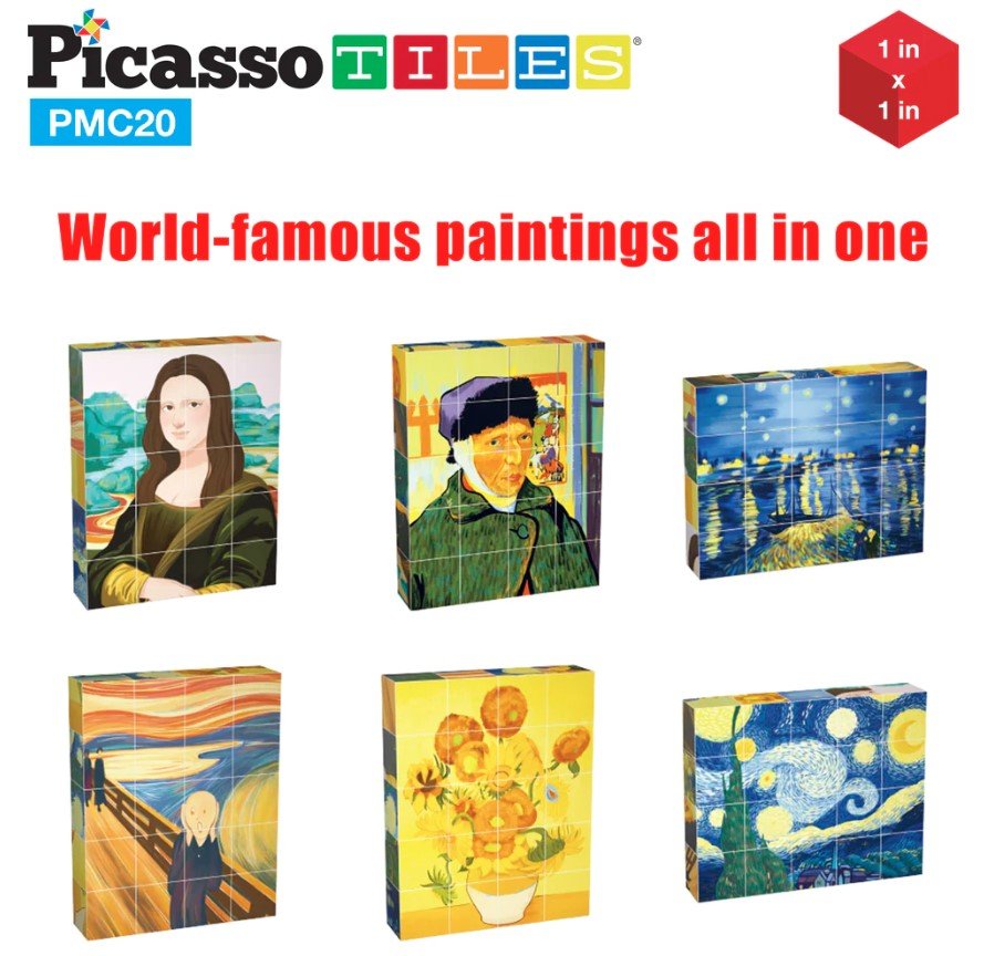 PicassoTiles 1" Magnetic Puzzle Cubes World Famous
