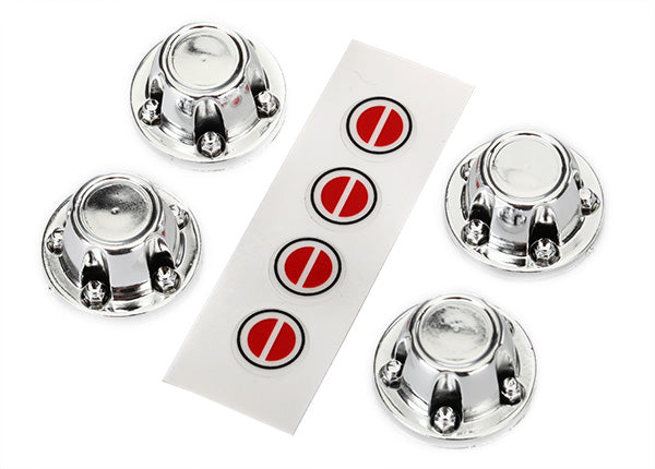 Center caps wheel (chrome) (4)/ decal sheet (requires #8255A extended stub axle)