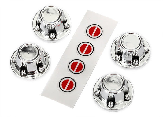 Center caps wheel (chrome) (4)/ decal sheet (requires #8255A extended stub axle)