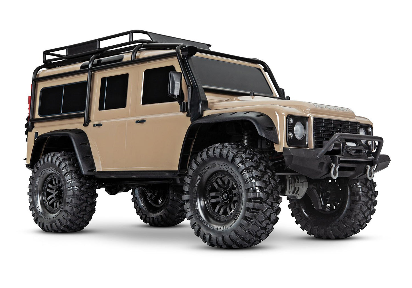 Discontinued - TRX-4 Scale and Trail Crawler with Land Rover Defender Body:  1/10 Scale 4WD Electric Trail Truck. Ready-to-Drive with TQi Traxxas Link™ Enabled 2.4GHz Radio System XL-5 HV ESC (fwd/rev) and Titan 550 motor. sand