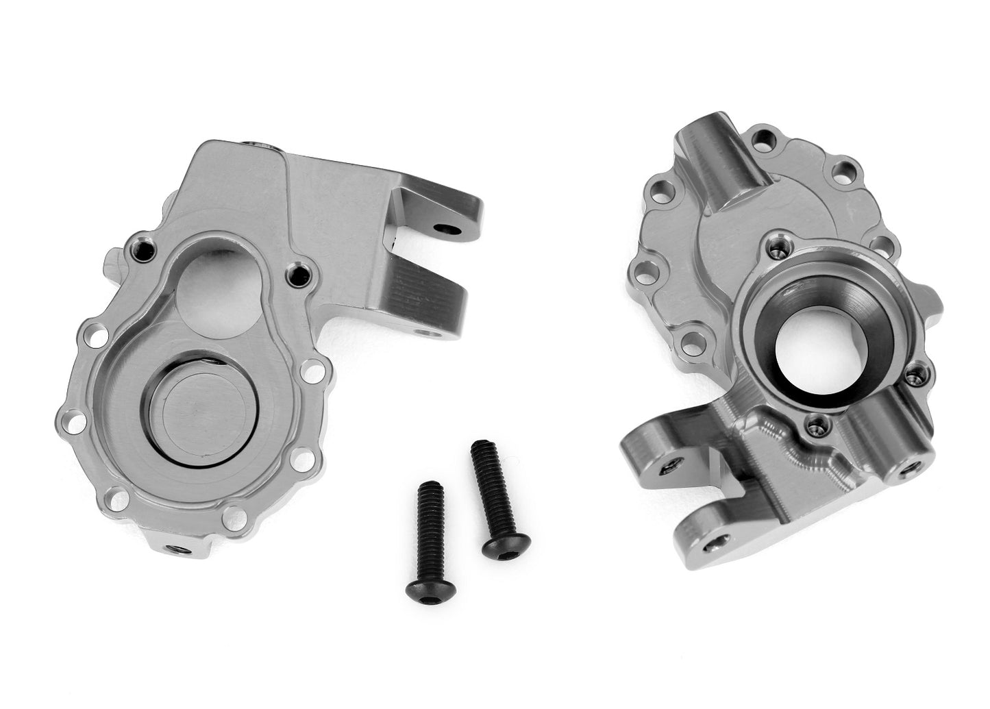 Portal housings inner (front) 6061-T6 aluminum (charcoal gray-anodized) (2)/ 3x12 BCS (2)