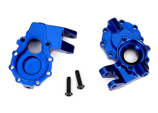 Portal housings inner (front) 6061-T6 aluminum (blue-anodized) (2)/ 3x12 BCS (2)