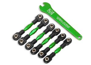 Discontinued - Turnbuckles aluminum (green-anodized) camber links 32mm (front) (2)/ camber links 28mm (rear) (2)/ toe links 34mm (2)/ aluminum wrench