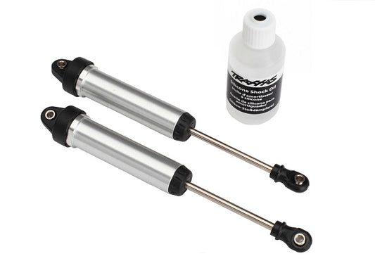 Shocks GTR 134mm silver aluminum (fully assembled w/o springs) (front no threads) (2)