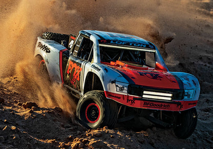 Discontinued - Unlimited Desert Racer:  4WD Electric Race Truck. Ready-to-Race with TQi 2.4GHz Traxxas Link™ Enabled Radio System Velineon VXL-6s brushless ESC (fwd/rev) and Traxxas Stability Management (TSM)