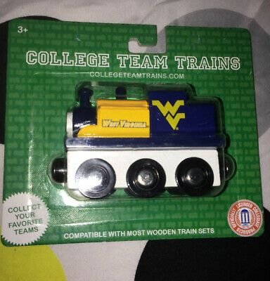 West Virginia Mountaineers Wooden Toy Train Engine NCAA College Team Trains WVU