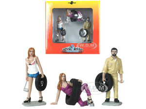 Motorhead Miniatures - Tire Brigade Val, Meg, and Gary 3-piece Figurine Set (1/24 scale)