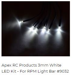 Apex RC Products 3mm White LED Kit - For RPM Light Bar