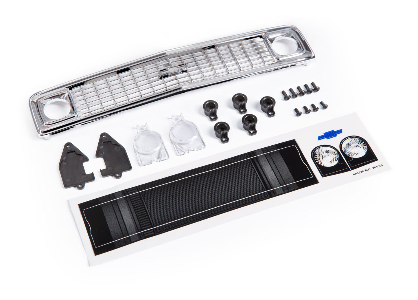 Grille Chevrolet Blazer (1972)/ grille retainers (5)/ headlight housing (2)/ lens (2)/ 2.6x8 BCS (5)/ 2.5x6 BCS (4) (fits #9111 body)