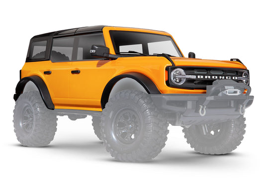 Body Ford Bronco (2021) complete orange (painted) (includes grille side mirrors door handles fender flares windshield wipers spare tire mount & clipless mounting) (requires #8080X inner fenders)