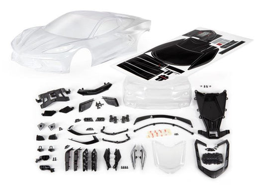 Body Chevrolet Corvette Stingray (clear trimmed requires painting)/ decal sheet (includes side mirrors spoiler grilles vents hardware & clipless mounting)
