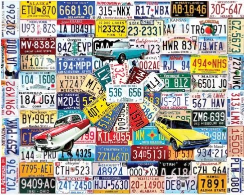 License Plates (961PZ) - 1000 Piece Jigsaw Puzzle