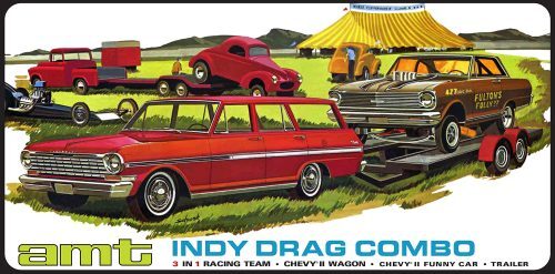 AMT Indy Drag Combo (Chevy II Wagon, Funny Car and Trailer) 1:25 Scale Model Kit