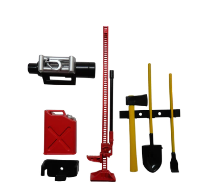 Apex RC Products 1/10 RC Rock Crawler Scale Accessory Set W/ Gas Can Winch Jack Shovel Axe & Pry Bar #4053